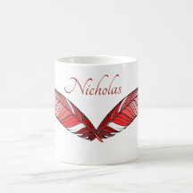 Mug - Penas Vermelhas e Nome