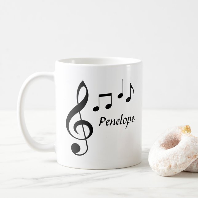 Caneca De Café Mug Personalizado de Nota de Música (Com Donut)