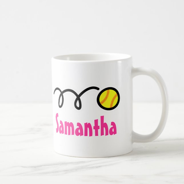 Caneca De Café Mug personalizado de softball com nome personalizá (Direita)