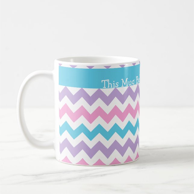 Caneca De Café Mug Personalizado, Turquesa, Rosa, Mauve Chevrons (Esquerda)