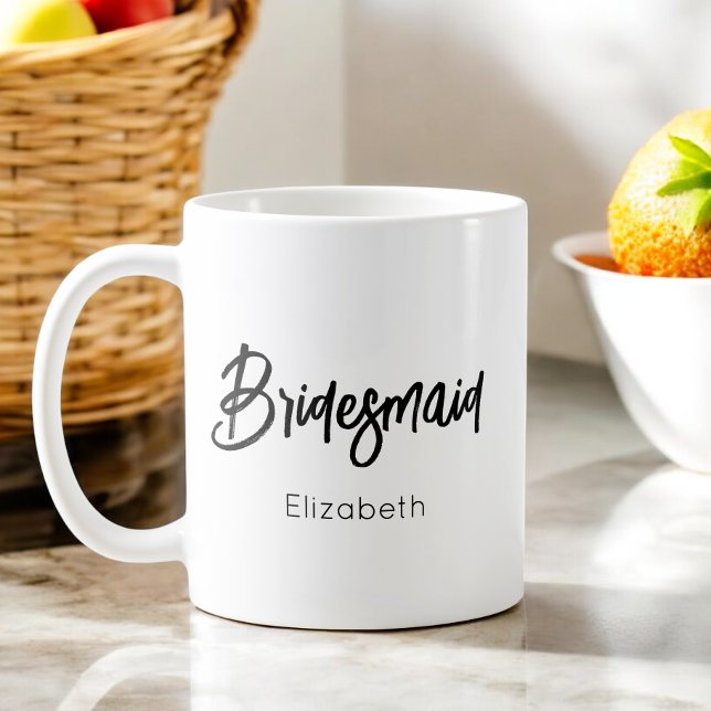 Caneca De Café Mug Preto Branco de Dama de Honra (Criador carregado)