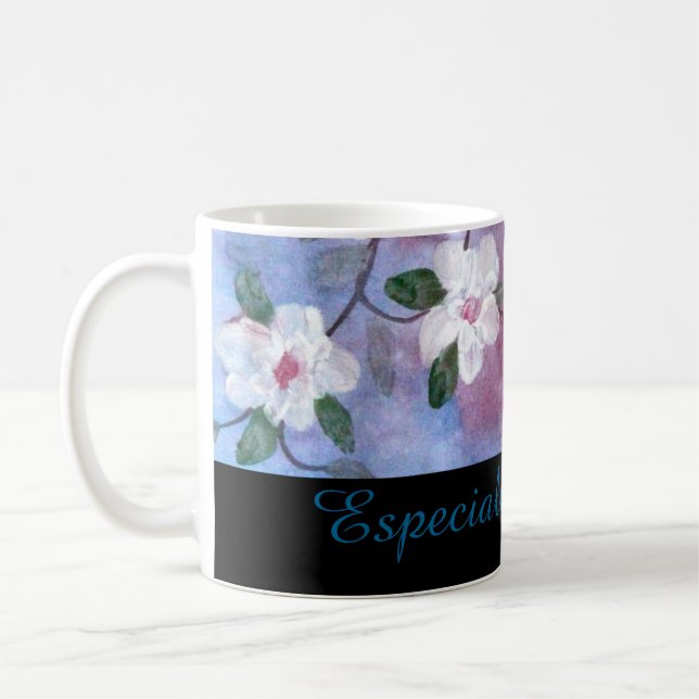 Caneca De Café Mug - Preto Floral (Esquerda)