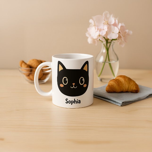 Caneca De Café Mug Preto Personalizado Adorável (Criador carregado)