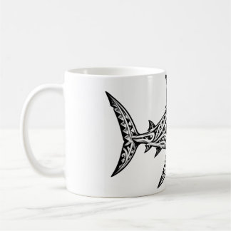 Caneca De Café Mug Requin Tribal Polynésien – Tattoo Noir et Blan