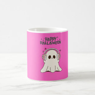 Caneca De Café Mug Rosa com um Fantasma Adorável: Aproveite cada 