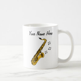 Caneca De Café Mug Saxofone Personalizado Mug Saxofonista Present