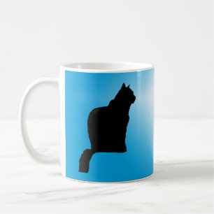 Caneca De Café Mug - Silhuette de Gato Preto e Estrela