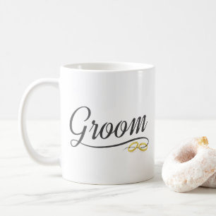 Caneca De Café Mug Simple Groom Floral Wedding Calligraphy   