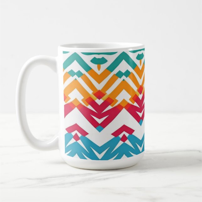 Caneca De Café Mug, um clássico design de padrão zigzag multicolo (Esquerda)