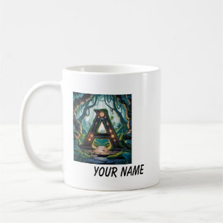 Caneca De Café Mug White seu nome começa a letras brancas A