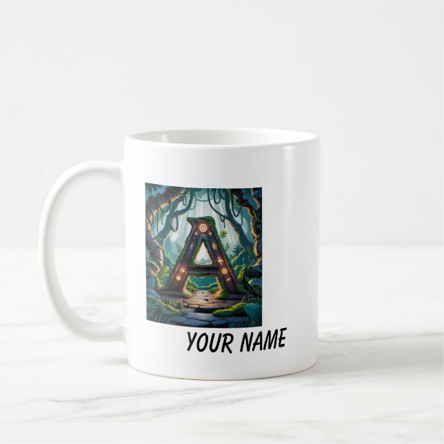 Caneca De Café Mug White seu nome começa a letras brancas A (Esquerda)
