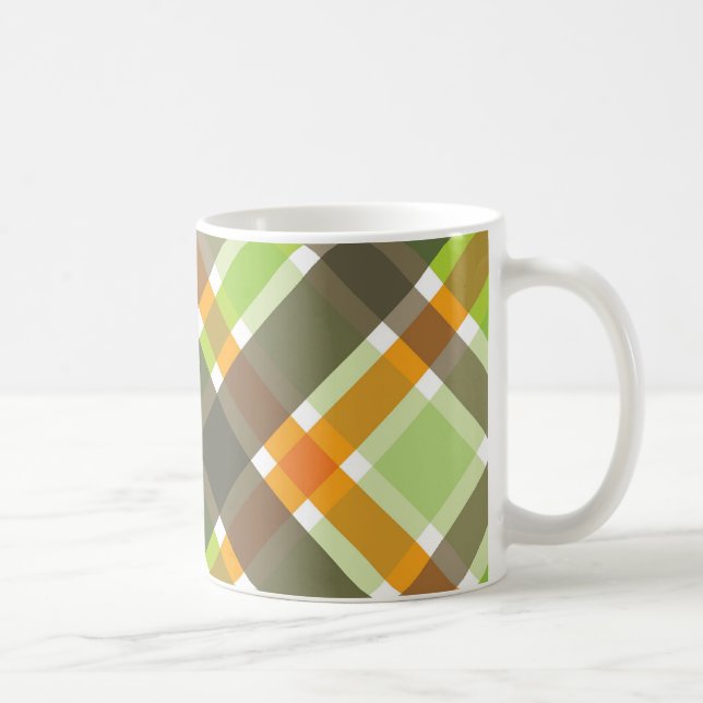 Caneca De Café Mug Xadrez Verde Laranja-Laranja (Direita)