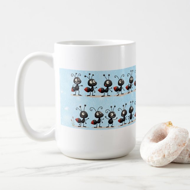 Caneca De Café Mugs Ant azul e branco (Com Donut)