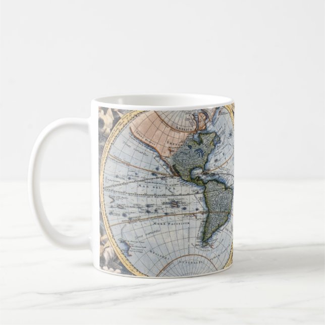 Caneca De Café Mugs - Vintage Global Map (Esquerda)