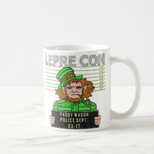 Caneca De Café Mugshot engraçado v1 de Leprecon do Leprechaun