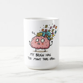 Caneca De Café Muitas Abas Abertas – Camiseta Cerebral Divertida