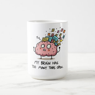 Caneca De Café Muitas Abas Abertas – Camiseta Cerebral Divertida