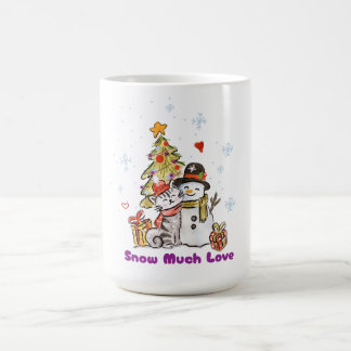 Caneca De Café Muito Amor de Neve Gato Fofo e Papai Noel Natal De