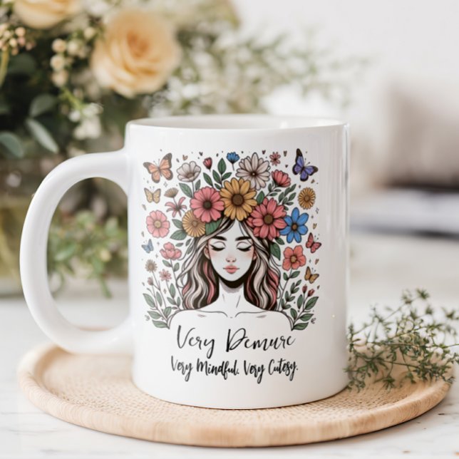 Caneca De Café Muito Demora Floral (Very Demure Coffee Mug)