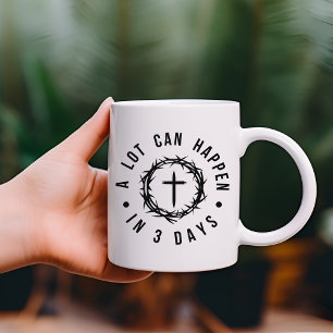 Caneca De Café Muito Pode Acontecer em 3 Dias Cristão Páscoa Jesu