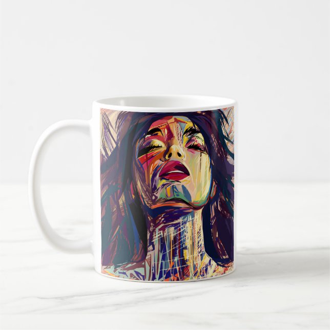 Caneca De Café Mulher Abstrato (Esquerda)