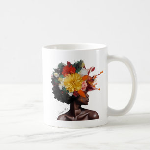 Caneca De Café Mulher Afro-Americana com Cabelo Afro Floral (2)