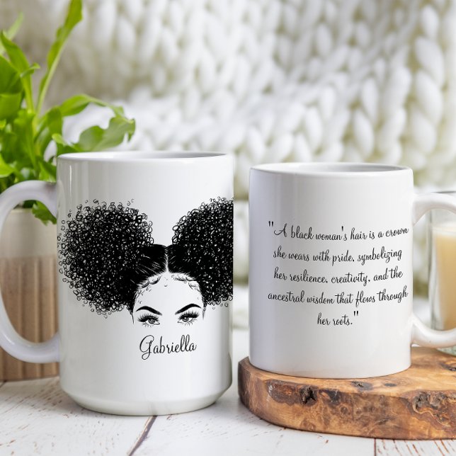 Caneca De Café Mulher afro-americana com citação personalizada de (Criador carregado)