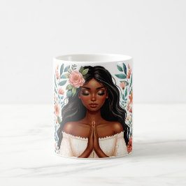 Caneca De Café Mulher Afro-Americana Orando Floral