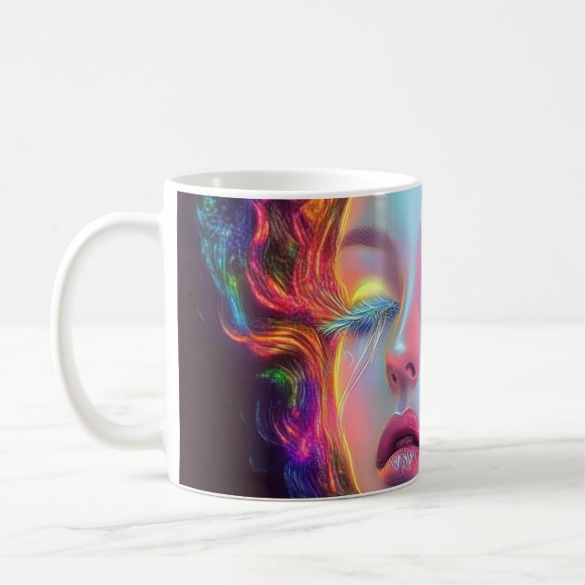 Caneca De Café Mulher alienígena com cabelo cósmico (Esquerda)