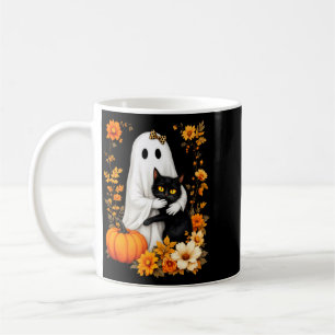Caneca De Café Mulher Amante de Gatos Pretos de Halloween Abraçan