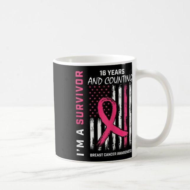 Caneca De Café Mulher: Bandeira Americana Sensibilização Rosa 16  (Direita)