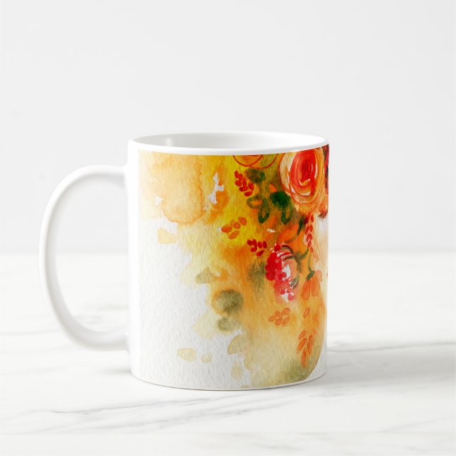 Caneca De Café Mulher bonita de aquarela vestindo coroa (Esquerda)