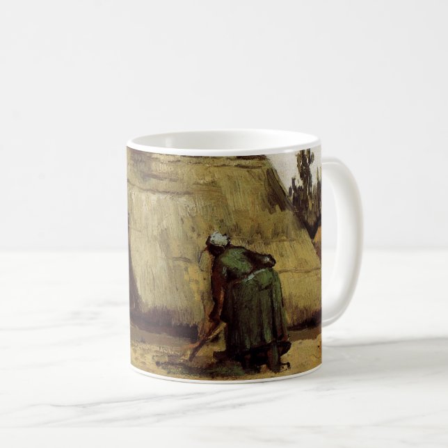 Caneca De Café Mulher Camponesa Cavando Casa de Vincent van Gogh (Frente Esquerda)