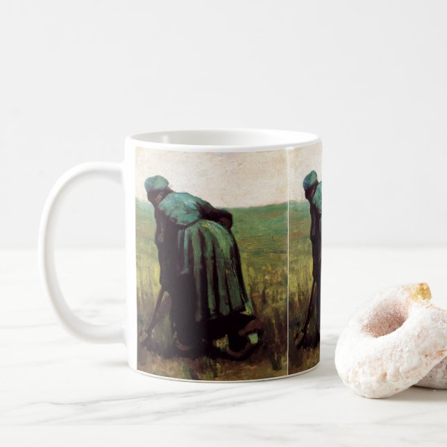 Caneca De Café Mulher camponesa cavando por Vincent van Gogh (Com Donut)