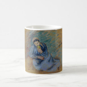 Caneca De Café Mulher camponesa sentada enfiando uma maçã