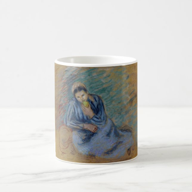 Caneca De Café Mulher camponesa sentada enfiando uma maçã (Centro)