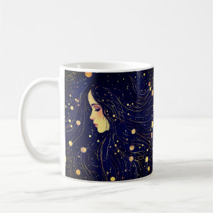 Caneca De Café Mulher Celestial Deusa Lua Estende Céu