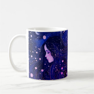 Caneca De Café Mulher Celestial Deusa Lua Estrelas Céu