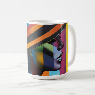 Caneca De Café Mulher com Chapéu Colorido 4 Silhueta impressionan