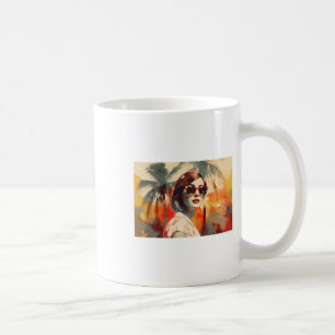 Caneca De Café Mulher Com Óculos De Sol