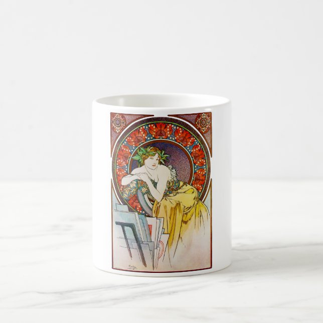 Caneca De Café Mulher com Poppy, Mucha (Centro)
