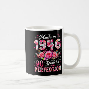 Caneca De Café Mulher de 80 Anos Feita Em 1946 Floral Aniversário