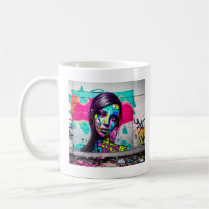 Caneca De Café Mulher de Arte de Grafite Bonita em 