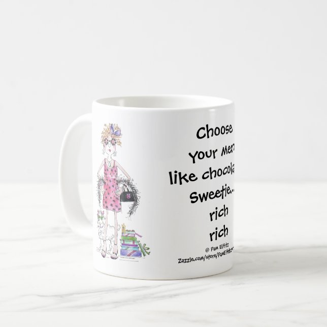 Caneca De Café Mulher de Arte Watercolor Dizendo Humoricamente (Frente Esquerda)