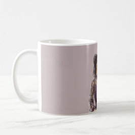 Caneca De Café Mulher de Cabelo Preto Blusa de Renda Roxa Óculos 