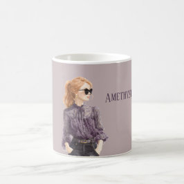 Caneca De Café Mulher de Cabelo Vermelho Blusa de Renda Roxa Ócul