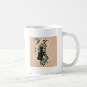 Caneca De Café Mulher de Quimono Japonês Antigo Ukiyo-e Xilogravu