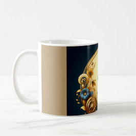 Caneca De Café Mulher Elegante Art Déco em Dourado e Azul