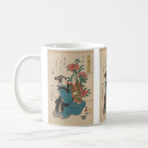 Caneca De Café Mulher em Quimono Azul por Utagawa Kuniyoshi