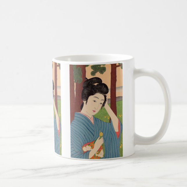 Caneca De Café Mulher em um bosque por Hashiguchi Goyo (Direita)